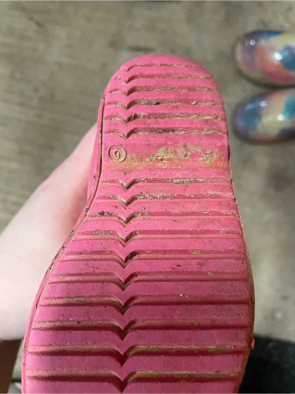 Hunter girls 6 Kids Striped Pink and Red Rain Boots